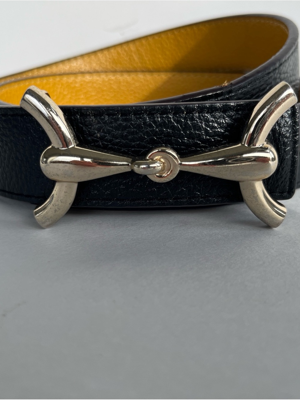 Hermès Vintage Reversible Leather Belt With Horse Bit Belt Buckle- Size 40/100